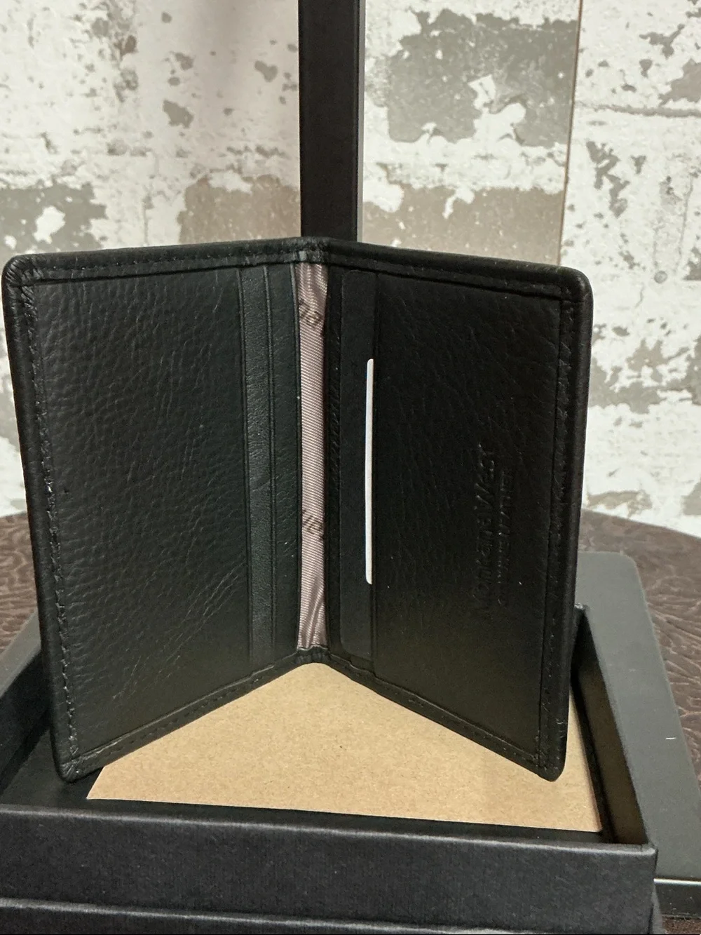 Montana West Black Pebble Leather Men's Card Wallet